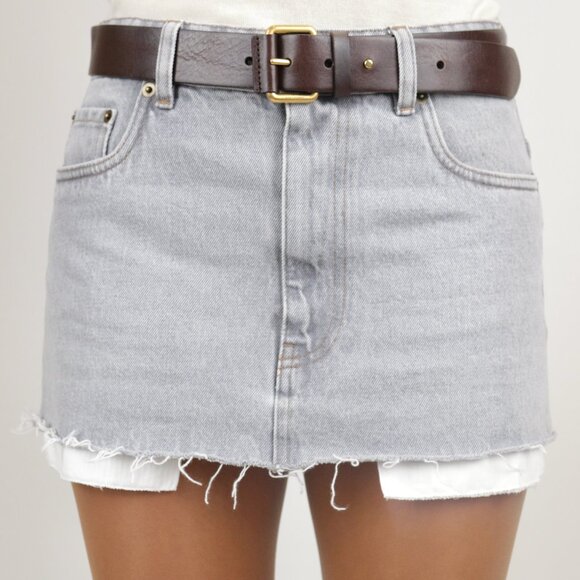 Miu Miu Grey Denim Mini Skirt Contrast Pockets XS NWT - Picture 4 of 8